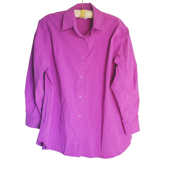 Athleta Performance Oversized Poplin Button-Up Shirt Jazzy Purple Medium Casual - Picture 4 of 9